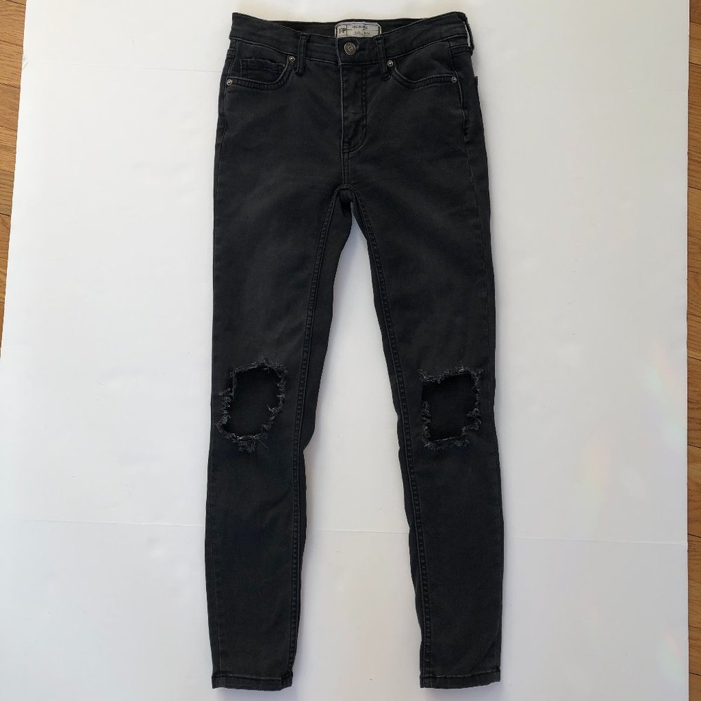 Free People Black Distressed Skinny Jeans Southwestern Country Western